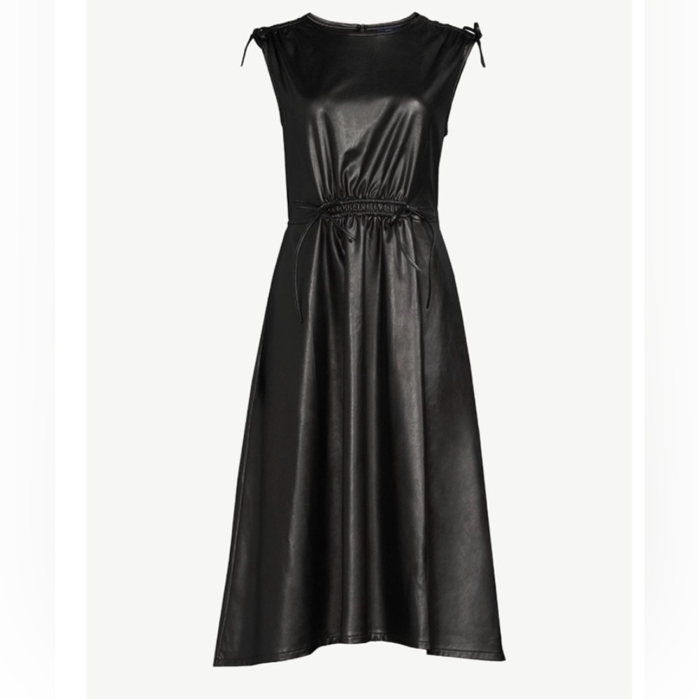 Scoop Faux Leather Midi Dress